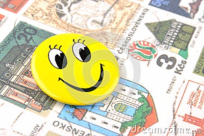 Smiling face and stamps