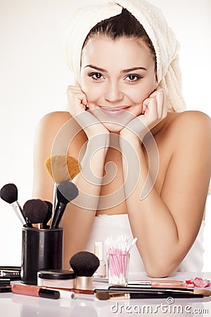 Smiling girl with a towel