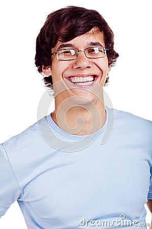 Smiling guy in glasses closeup