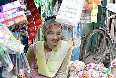 Smiling Indian Girl in Varanasi