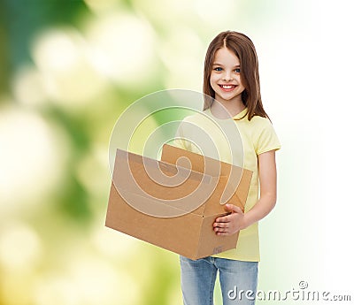 Smiling little girl in white blank t-shirt