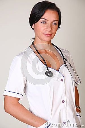 Smiling medical doctor woman
