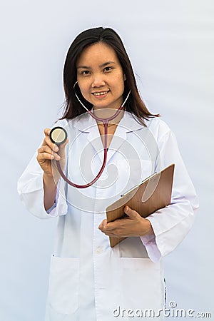 Smiling medical doctor woman with stethoscope