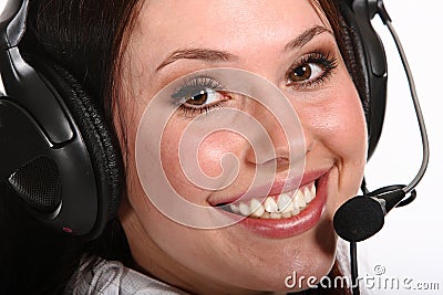 Smiling operator woman in a Call center