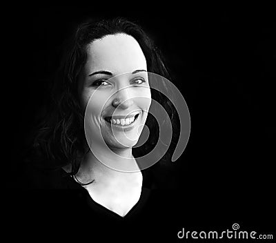 Smiling Woman Portrait - Black and White