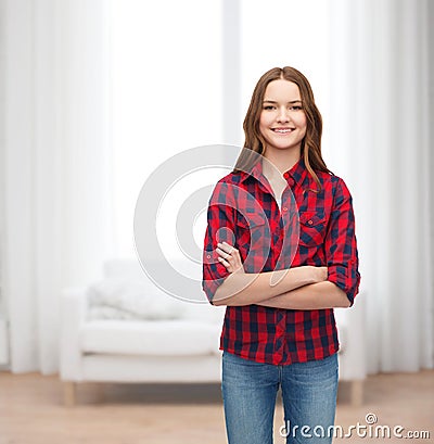 Smiling young woman in casual clothes