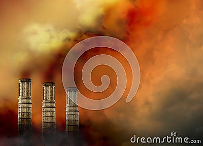 Smoke Stacks with Pollution Smoke