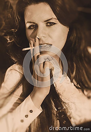 Smoking woman portrait