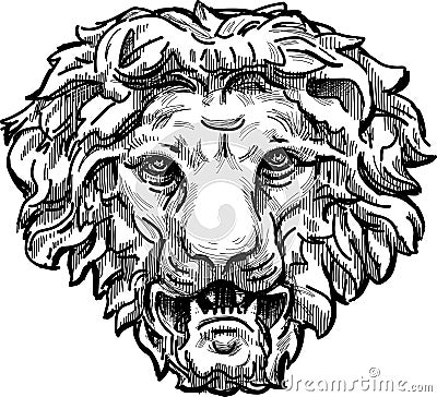 Snarling lion head