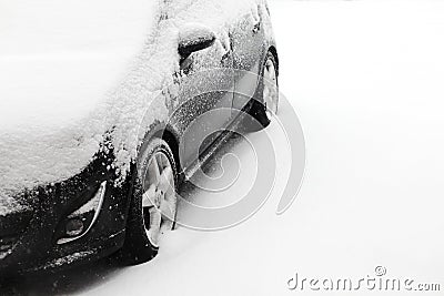 Snow covered car