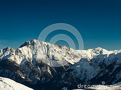 Snow-covered mountain range