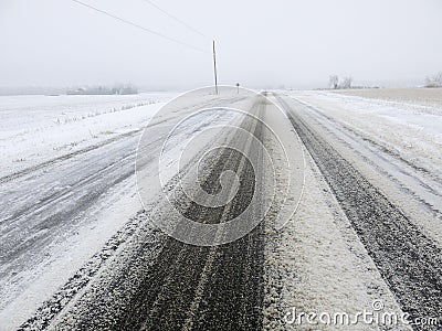 Snow Covered Road or Highway in Winter, Driving Co