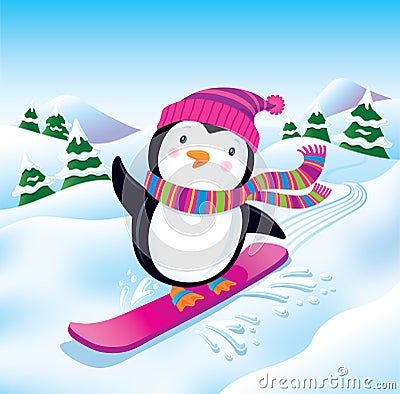 Snowboarding Penguin