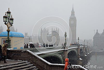 Snowing on Westminster Bridge