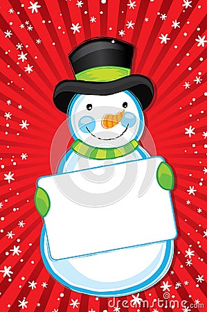 Snowman Holding Sign