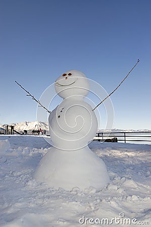 A snowman on Lake Tahoe