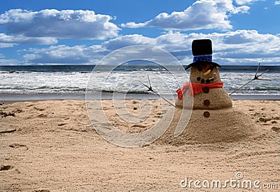 Snowman Sandman Beach Scene (Add Family For Portraits)