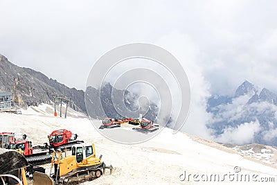 Snowmobile at Zugspitze mountain