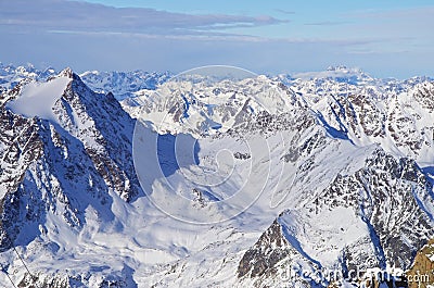 Snowy mountains landscape