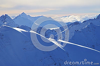 Snowy mountains landscape