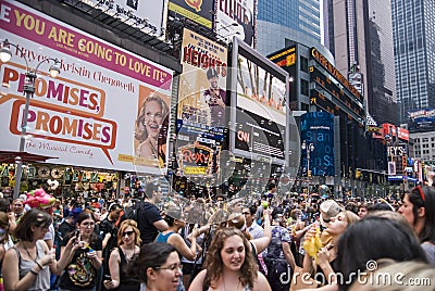 Soap bubbles in Times Square