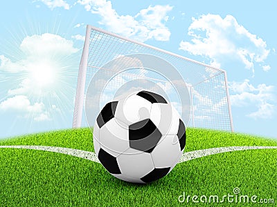 Soccer ball in the corner of field