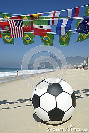 Soccer Ball Football International Flags Rio Beach Brazil