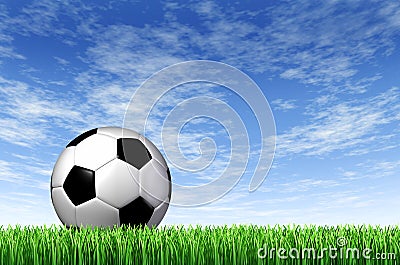 Soccer Ball and grass Field background