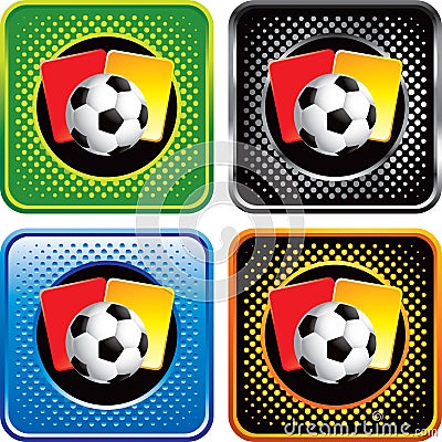 Soccer ball and penalty cards on web buttons