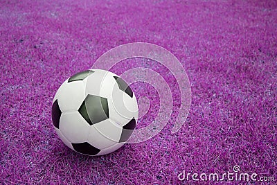 Soccer ball on pink grass