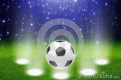 Soccer ball, stadium, spotlights