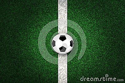 Soccer ball on white marking line