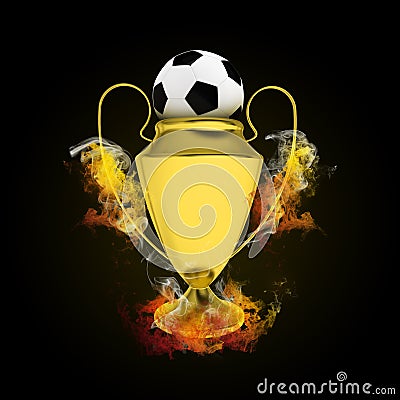 Soccer Cup and ball in colored smoke