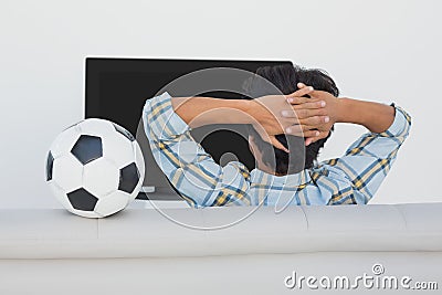 Soccer fan watching tv