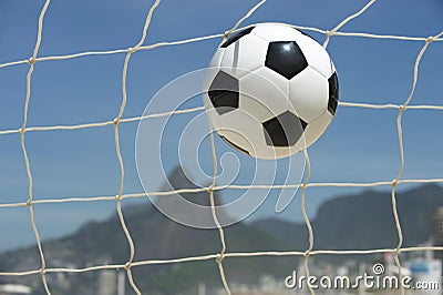 Soccer Goal Ball in Football Net Rio de Janeiro Brazil Beach