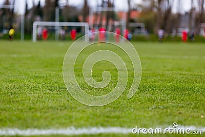 Soccer pitch with blurred players
