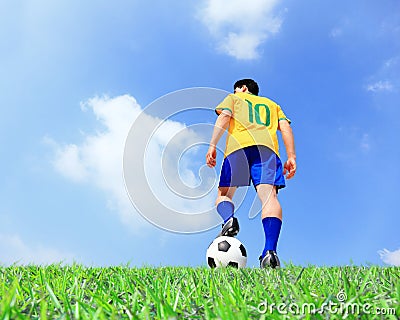 Soccer player man with ball