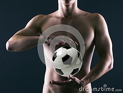 Soccer player with a soccer ball