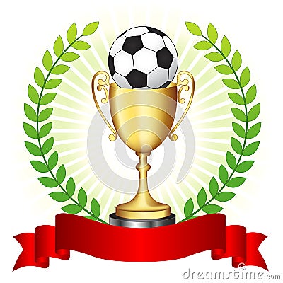 Soccer trophy on glowing background