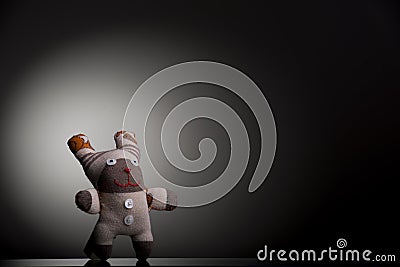 Sock puppet on black & white background