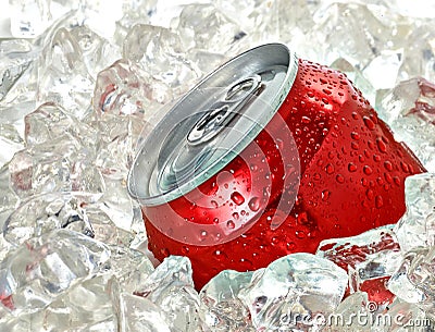 Soda can in ice