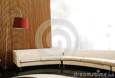 Sofa and lamp