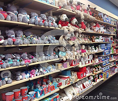 Soft toys display in a store.