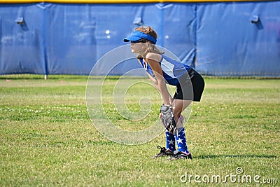 Softball Player Ready for the Next Play