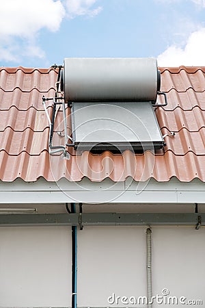 Solar panel of hot water installed on rooftop