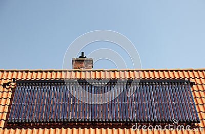 Solar panels on tiled roof