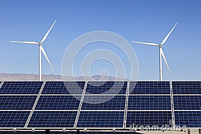 Solar Panels and Wind Turbines Power