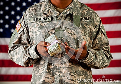 Soldier: Holding Stack of Money