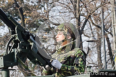 Soldier with a machine gun