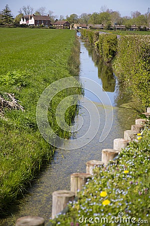 Somerset river with barrier to protect the bank